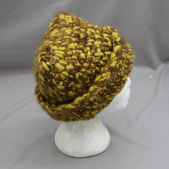 Vintage Wool Winter Hat - Brown and Yellow by Twigedior - Adult One Size - Picture 4 of 7